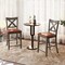 Bar Stools Set of 2 with Cross Back and Faux Leather Upholstered Seat-Grey